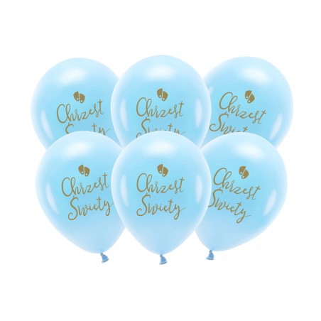 Balony nadruk Eco, Chrzest Święty błękit 33 cm - 6 sztuk