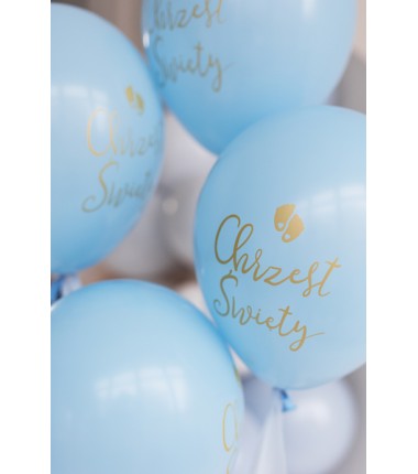 Balony nadruk Eco, Chrzest Święty błękit 33 cm - 6 sztuk