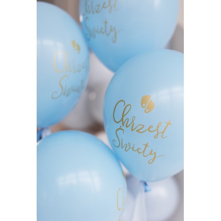 Balony nadruk Eco, Chrzest Święty błękit 33 cm - 6 sztuk