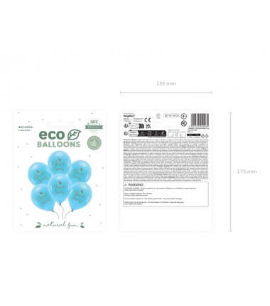 Balony nadruk Eco, Chrzest Święty błękit 33 cm - 6 sztuk