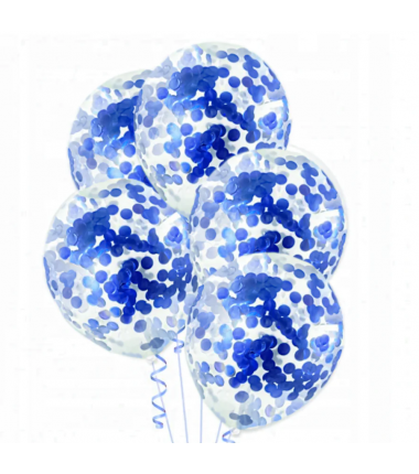 Balony konfetti niebieskie holograficzne 30 cm - 5 sztuk