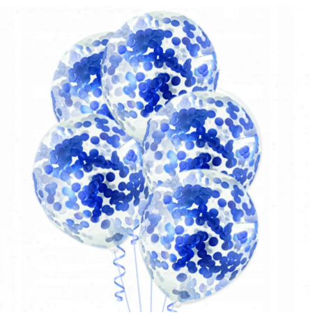 Balony konfetti niebieskie holograficzne 30 cm - 5 sztuk