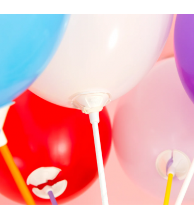 Patyczki do balonów z zatyczką papierowe białe EKO - 10 sztuk