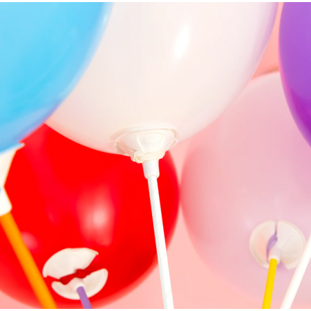 Patyczki do balonów z zatyczką papierowe białe EKO - 10 sztuk