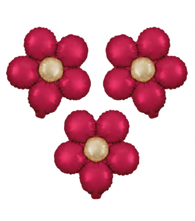 Balon foliowy Kwiat czerwony matowy 45 cm - 3 sztuki