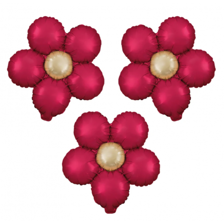 Balon foliowy Kwiat czerwony matowy 45 cm - 3 sztuki