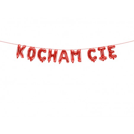 Balon foliowy KOCHAM CIĘ  285x40 cm - czerwony