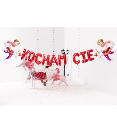 Balon foliowy KOCHAM CIĘ  285x40 cm - czerwony