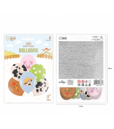 Balony Farma 30 cm - zestaw 6 sztuk