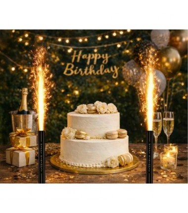 Fontanna party Happy Birthday 12 cm czarna - 1 sztuka