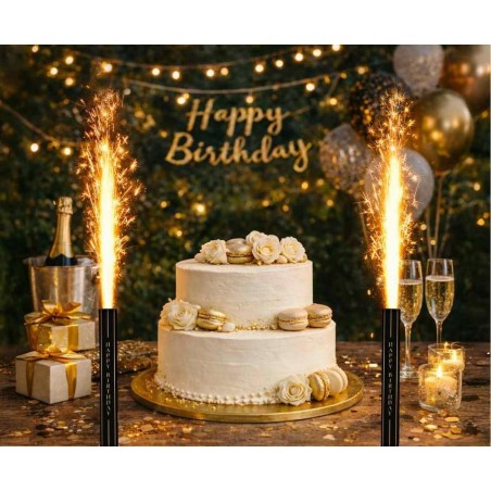 Fontanna party Happy Birthday 12 cm czarna - 1 sztuka