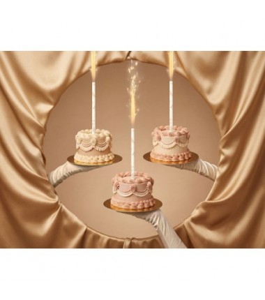 Fontanna na tort, 12cm, biały w paseczki - 1 sztuka