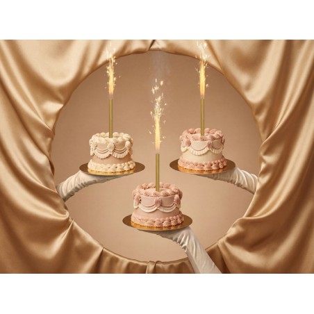 Fontanna na tort, 18cm, złota - 1 sztuka