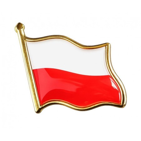 Przypinka z flagą Polski (metalowa), 2x2 cm - 1 sztuka
