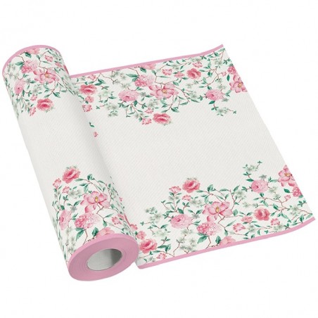 Bieżnik Airlaid - Kwiaty - Pink Season - 40 cm x 24 m