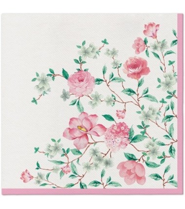 Serwetki Airlaid 40 cm x 40 cm - kwiaty - Pink Season - 50 sztuk