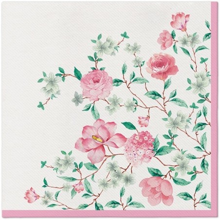 Serwetki Airlaid 40 cm x 40 cm - kwiaty - Pink Season - 50 sztuk
