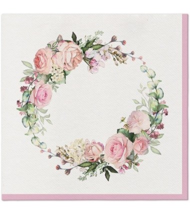 Serwetki Airlaid 40 cm x 40 cm - kwiaty - Delicate Roses - 50 sztuk