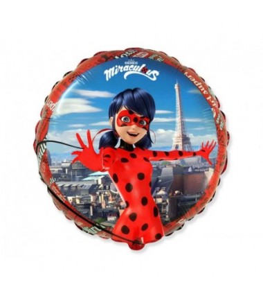 Balon foliowy ok. 45 cm - 18" - Miraculous (okrągły), pakowany