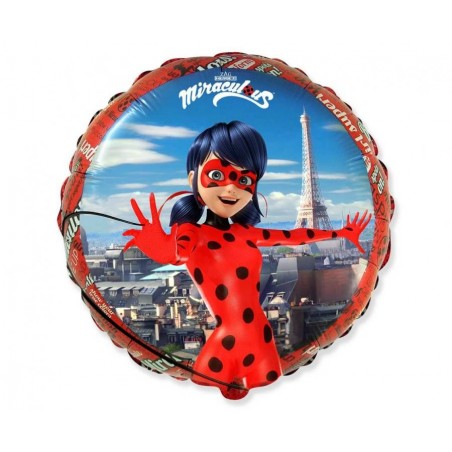 Balon foliowy ok. 45 cm - 18" - Miraculous (okrągły), pakowany