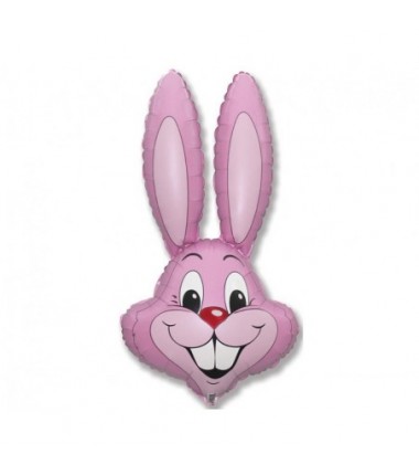 Balon foliowy ok. 90x58 cm - królik Rabbit (jasnoróżowy), pakowany