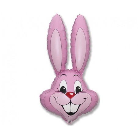 Balon foliowy ok. 90x58 cm - królik Rabbit (jasnoróżowy), pakowany