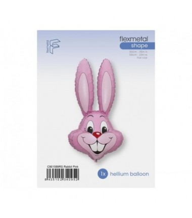 Balon foliowy ok. 90x58 cm - królik Rabbit (jasnoróżowy), pakowany