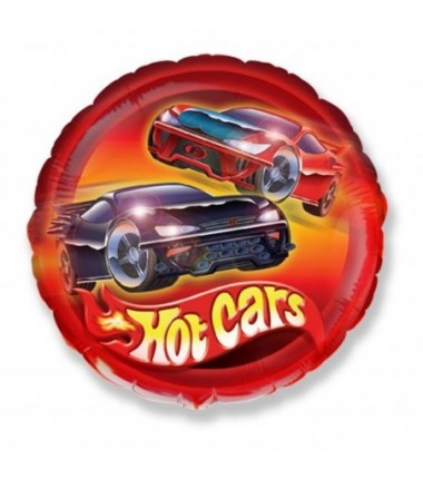 Balon foliowy ok. 45 cm - 18" - "Samochody Hot Cars" (okrągły), pakowany
