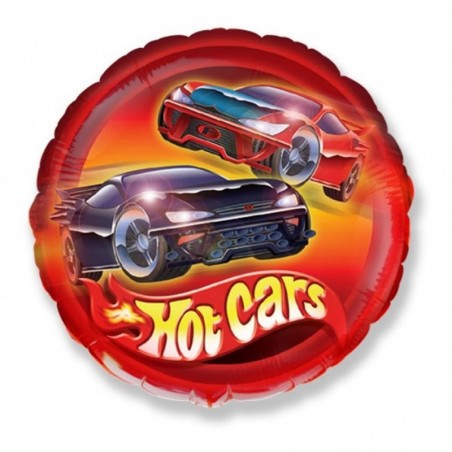 Balon foliowy ok. 45 cm - 18" - "Samochody Hot Cars" (okrągły), pakowany