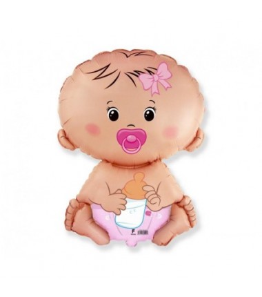 Balon foliowy ok. 67x46 cm - 24" - "Bobas Dziewczynka", pakowany