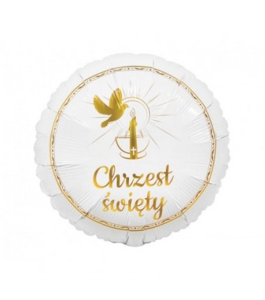 Balon foliowy Chrzest Święty (gołąbek i świeca) ok. 36 cm