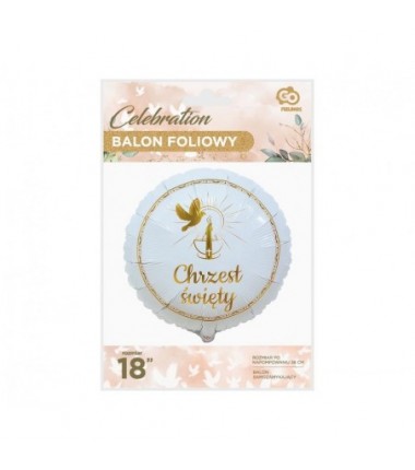Balon foliowy Chrzest Święty (gołąbek i świeca) ok. 36 cm