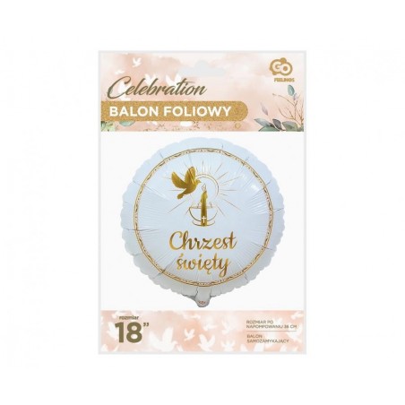 Balon foliowy Chrzest Święty (gołąbek i świeca) ok. 36 cm