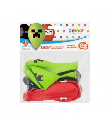 Balony Minecraft klocki - 6 sztuk