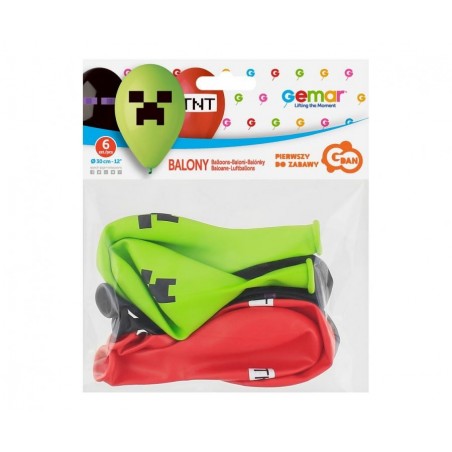 Balony Minecraft klocki - 6 sztuk