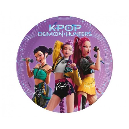 Talerzyki papierowe K-POP DEMON HUNTERS 20 cm - 8 sztuk