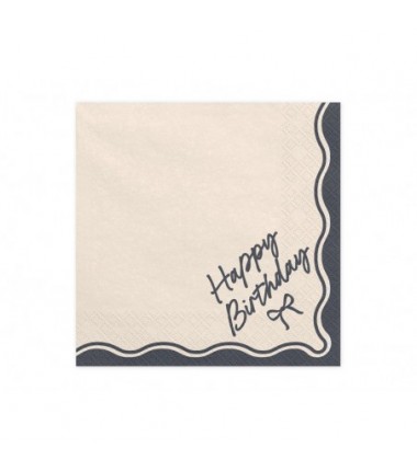 Serwetki Happy Birthday Kokarda, 33x33 cm - 12 sztuk