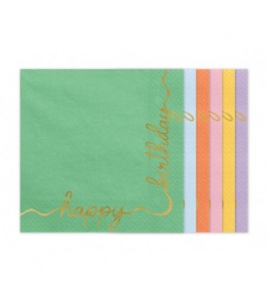Serwetki Happy Birthday 33x33 cm - 12 sztuk
