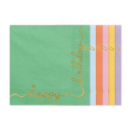 Serwetki Happy Birthday 33x33 cm - 12 sztuk