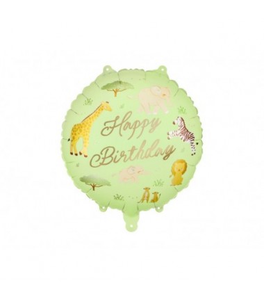 Balon foliowy pastylka ''Happy Birthday'' Safari, ok. 35x35 cm