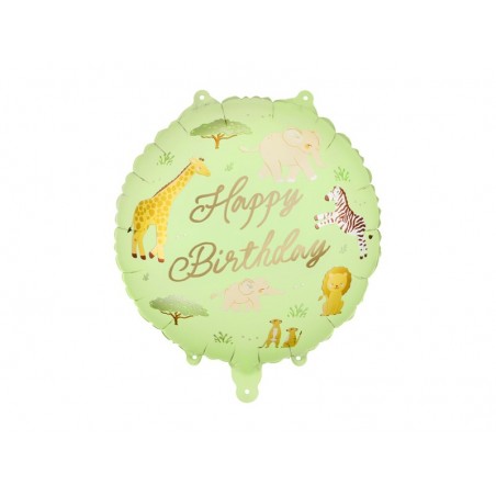 Balon foliowy pastylka ''Happy Birthday'' Safari, ok. 35x35 cm