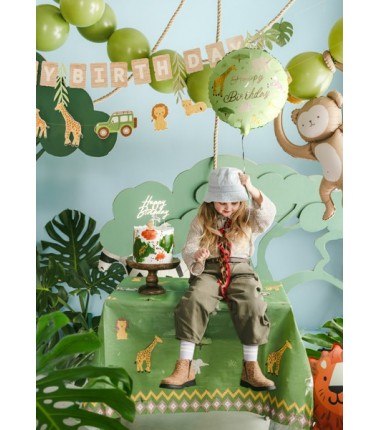 Balon foliowy pastylka ''Happy Birthday'' Safari, ok. 35x35 cm