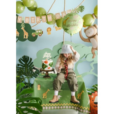 Balon foliowy pastylka ''Happy Birthday'' Safari, ok. 35x35 cm
