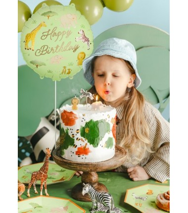 Balon foliowy pastylka ''Happy Birthday'' Safari, ok. 35x35 cm