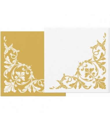Serwetki Airlaid 40 cm x 40 cm - Reverse Motif Gold-White - 50 sztuk