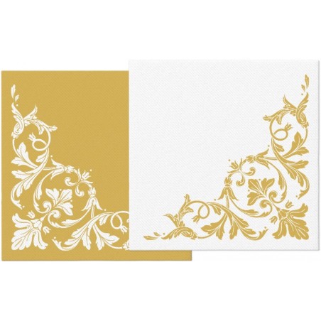 Serwetki Airlaid 40 cm x 40 cm - Reverse Motif Gold-White - 50 sztuk