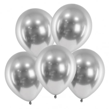Balony Glossy srebrne - 5 sztuk