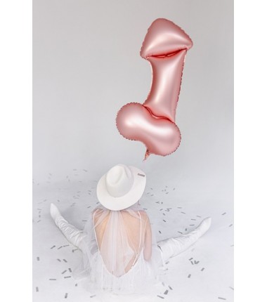 Balon foliowy Penis, 55.5x112 cm, różowe złoto