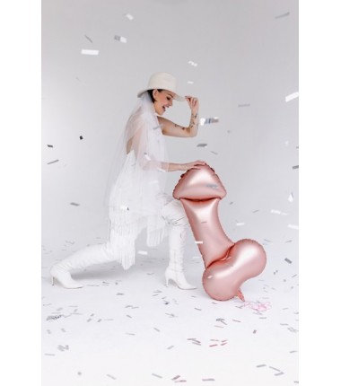 Balon foliowy Penis, 55.5x112 cm, różowe złoto
