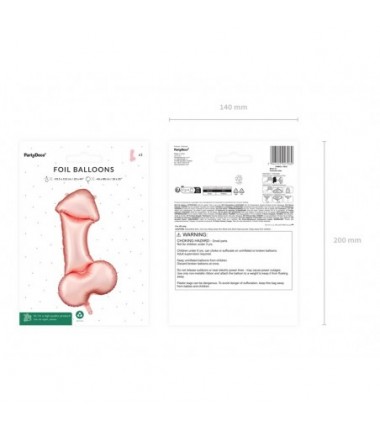 Balon foliowy Penis, 55.5x112 cm, różowe złoto
